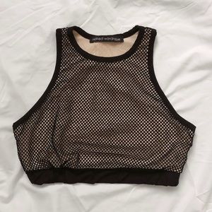 NAKED WARDROBE Mesh Crop Top
